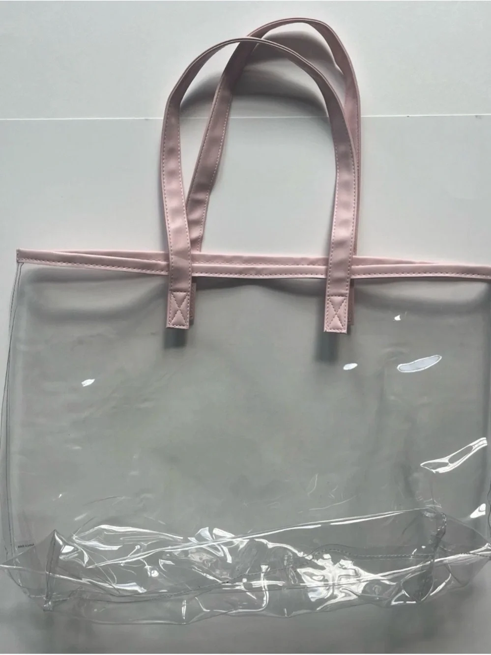 Clear Tote with Light Pink Trim and Handles